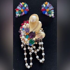 Multicolor Crystal Statement Earrings Set